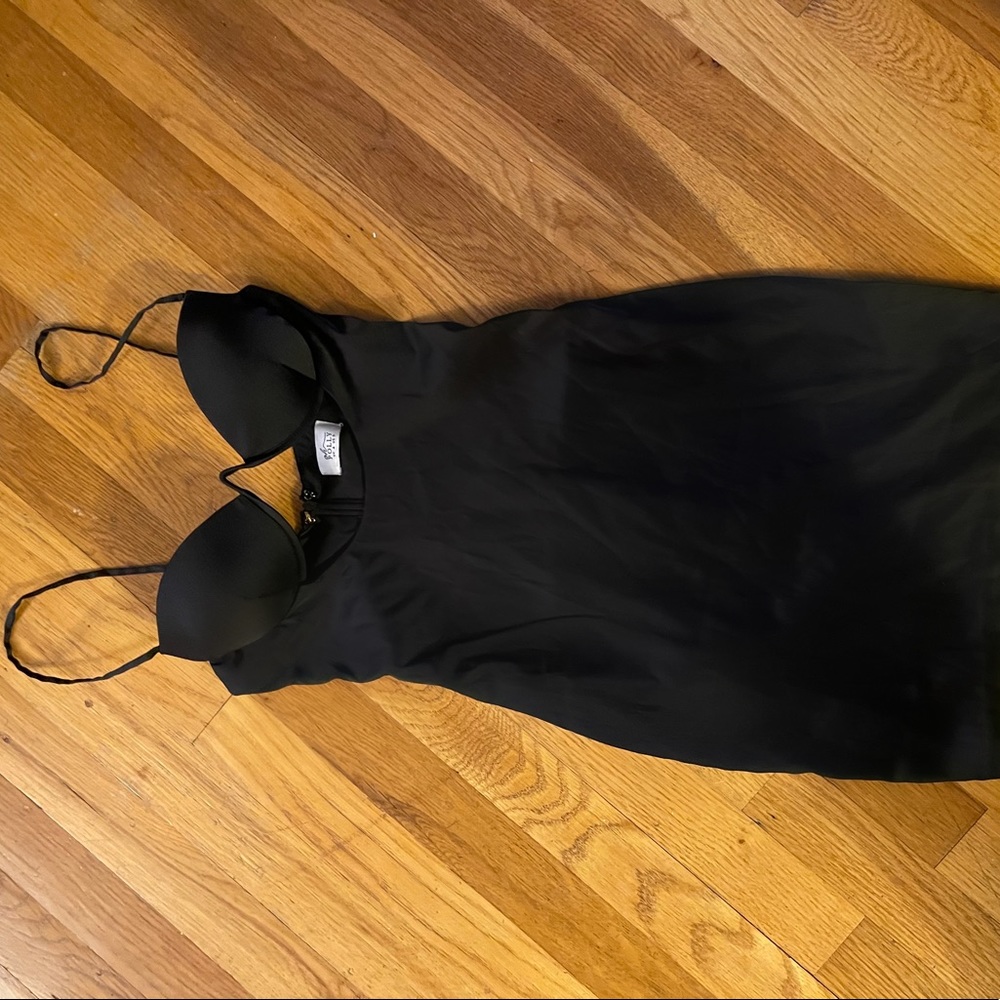 OH POLLY BLACK SATIN DRESS
